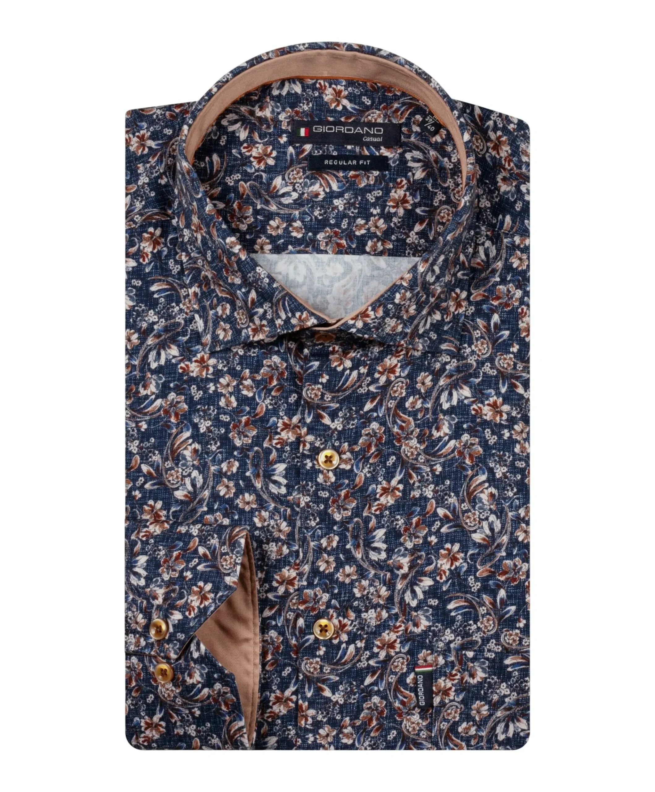 Heren overhemd lange mouw blauw