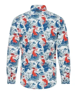 Heren overhemd lange mouw blauw