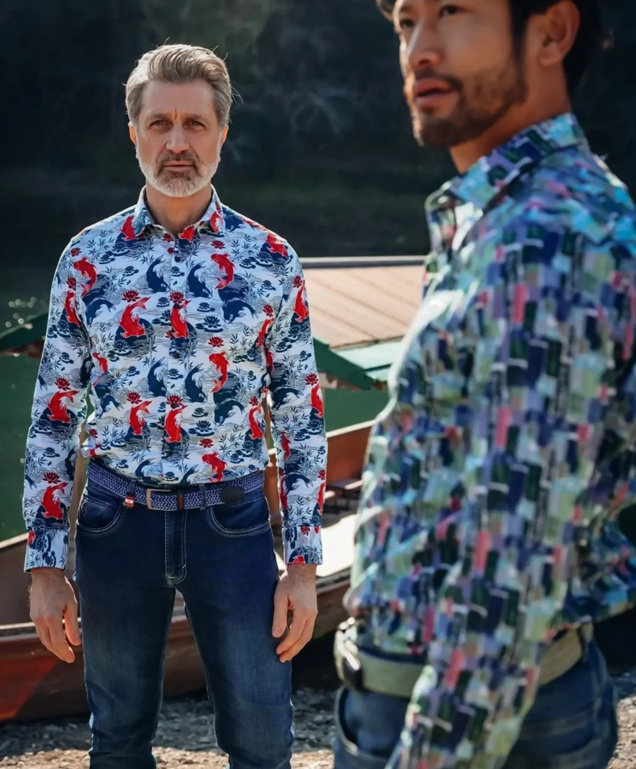 Heren overhemd lange mouw blauw
