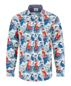 Heren overhemd lange mouw blauw