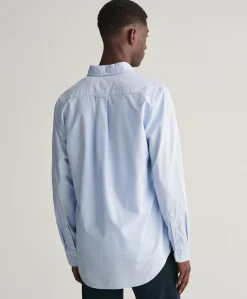 Heren overhemd lange mouw blauw