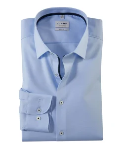 Heren overhemd lange mouw blauw
