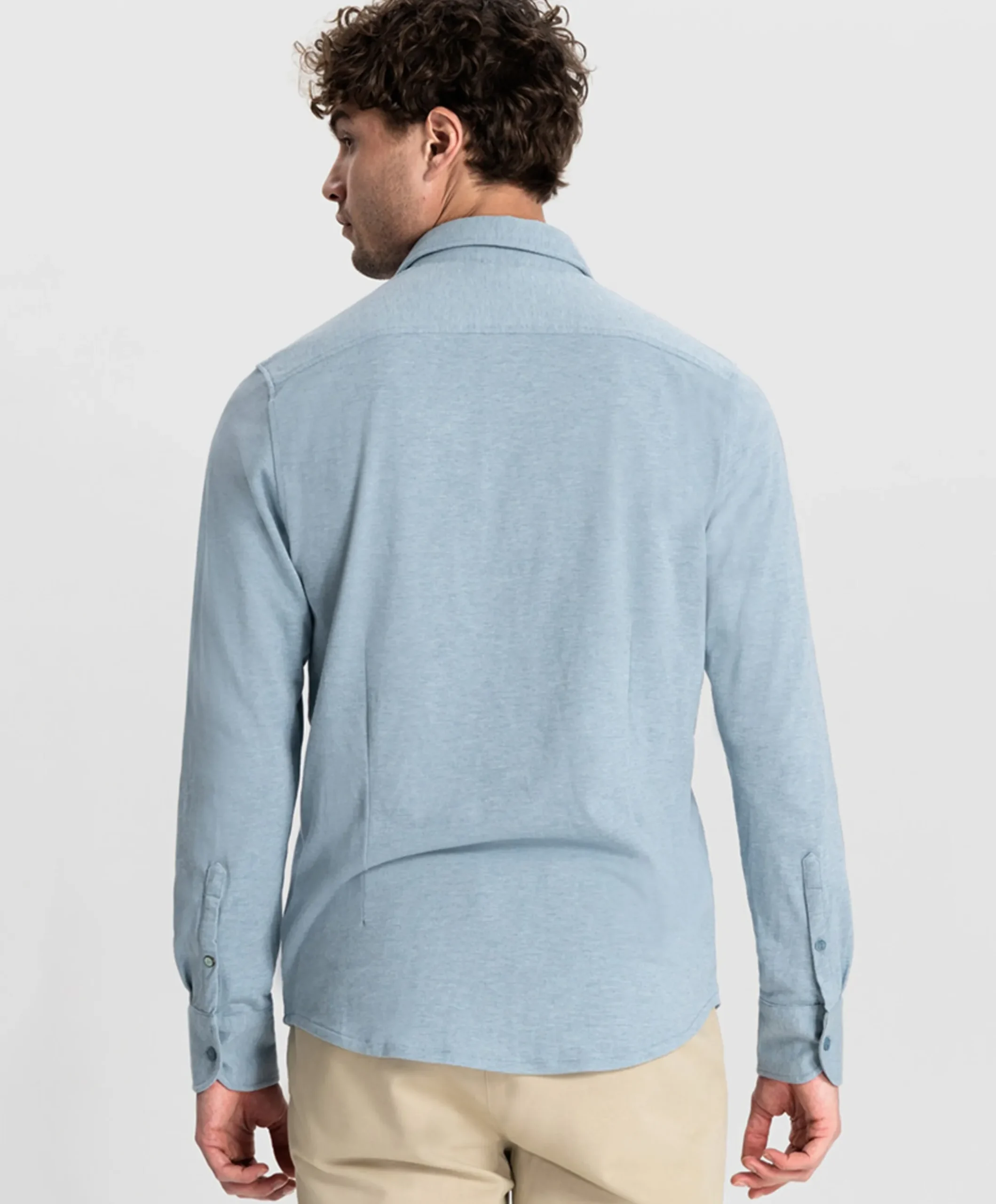 Heren overhemd lange mouw blauw