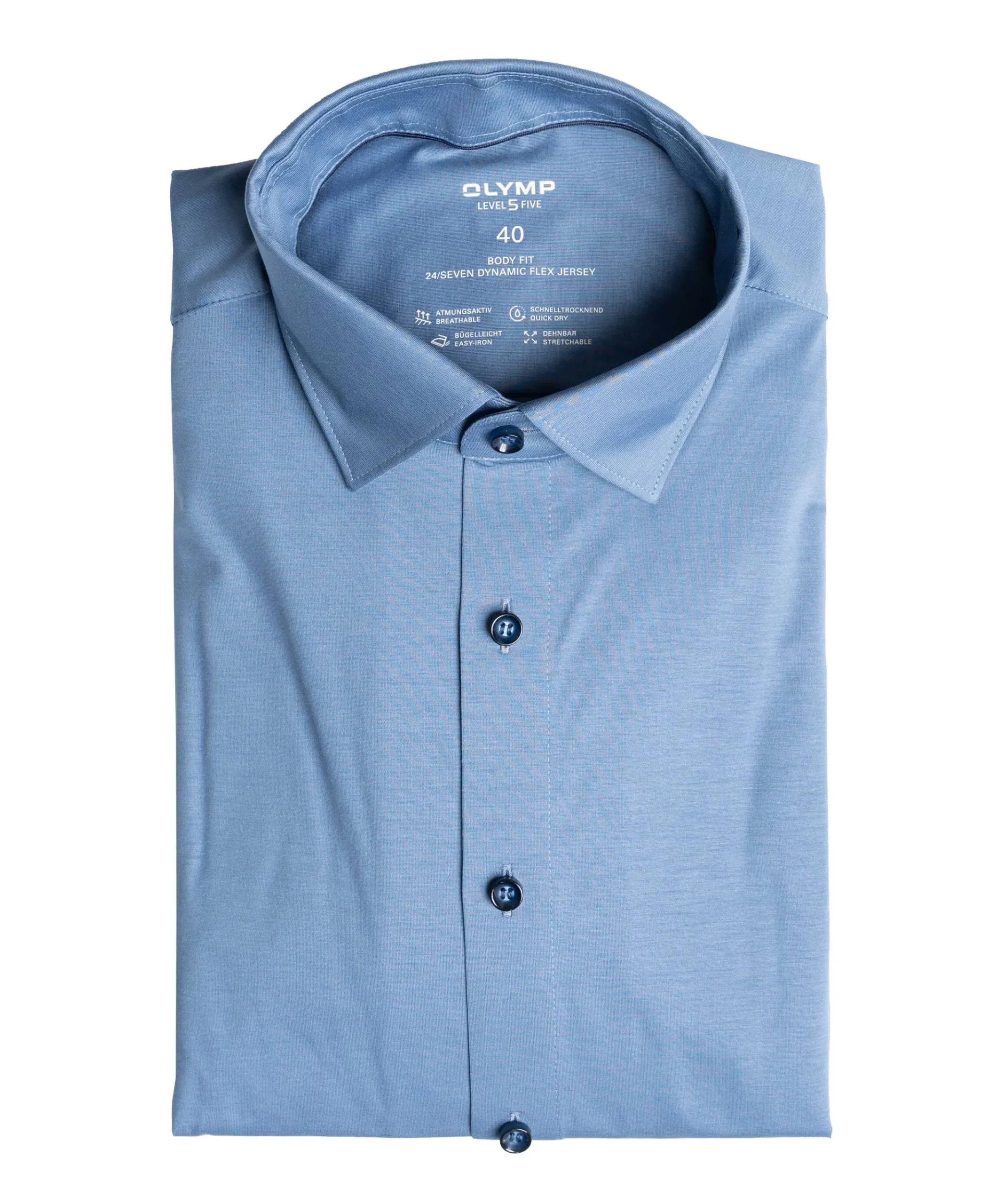 Heren overhemd lange mouw blauw
