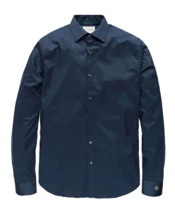 Heren overhemd lange mouw blauw