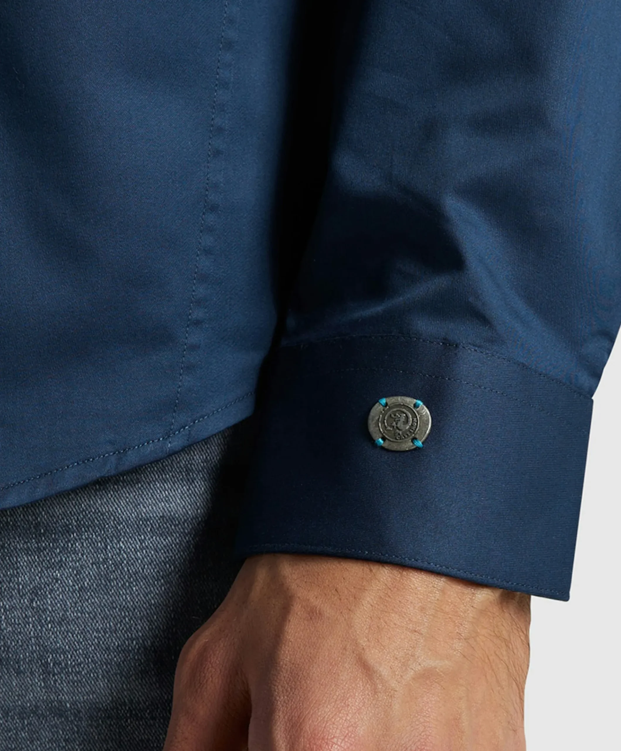 Heren overhemd lange mouw blauw