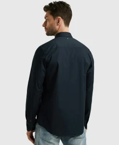 Heren overhemd lange mouw blauw