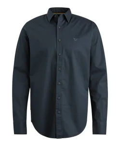 Heren overhemd lange mouw blauw