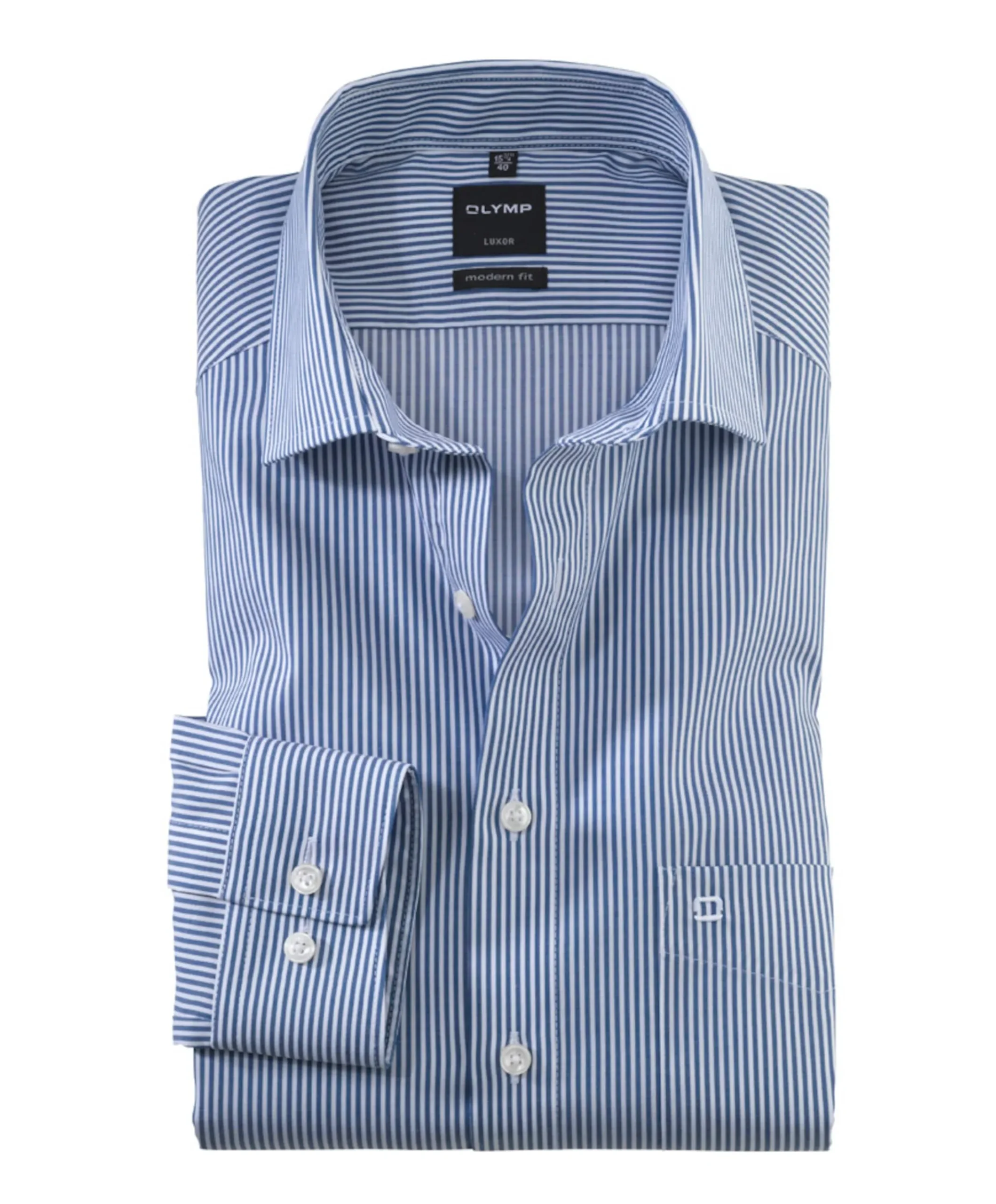 Heren overhemd lange mouw blauw