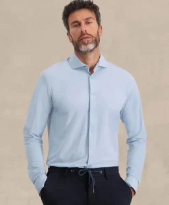 Heren overhemd lange mouw blauw
