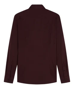 Heren overhemd lange mouw bordeaux