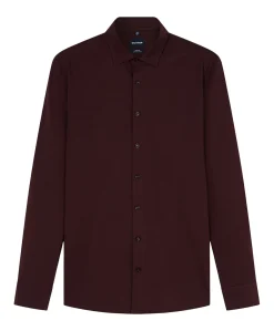 Heren overhemd lange mouw bordeaux