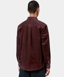 Heren overhemd lange mouw bordeaux