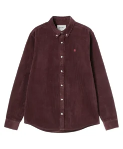 Heren overhemd lange mouw bordeaux