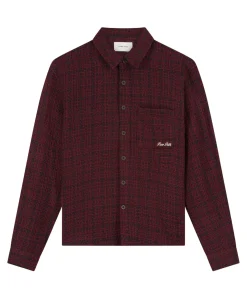 Heren overhemd lange mouw bordeaux