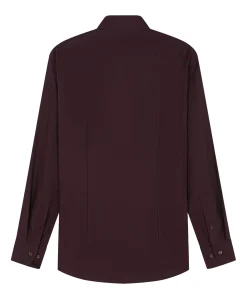 Heren overhemd lange mouw bordeaux