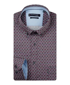 Heren overhemd lange mouw bordeaux