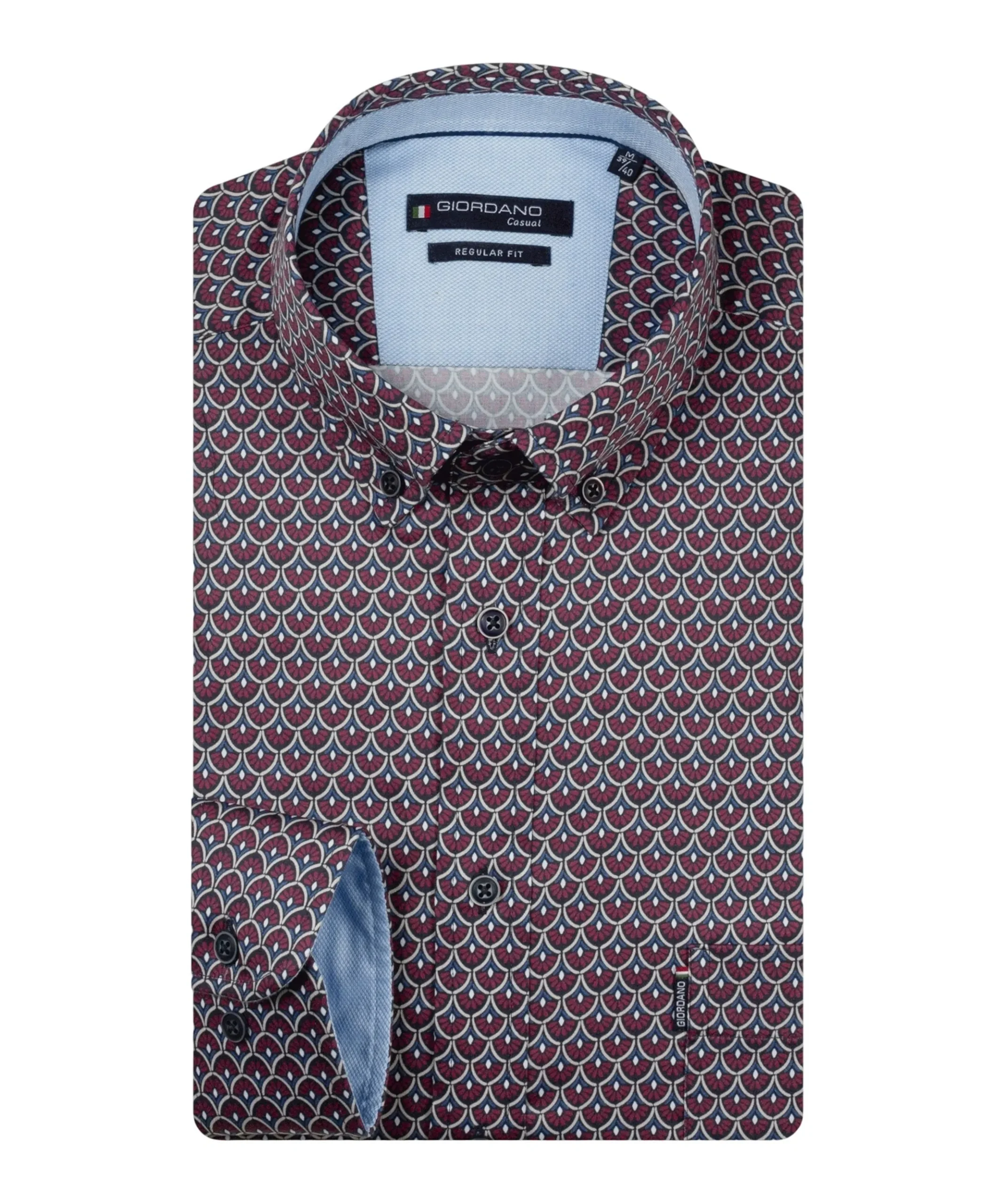 Heren overhemd lange mouw bordeaux