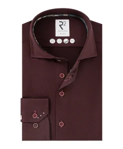 Heren overhemd lange mouw bordeaux