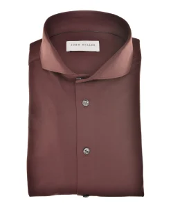 Heren overhemd lange mouw bordeaux