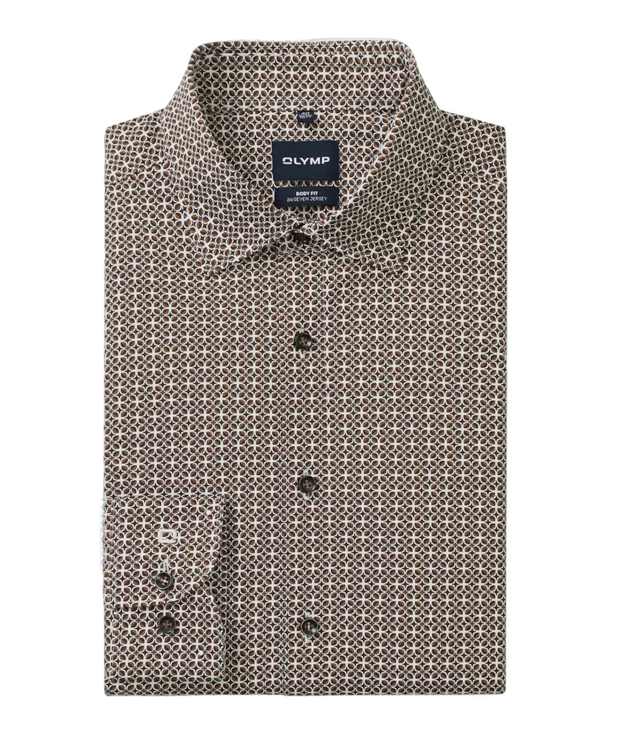 Heren overhemd lange mouw bruin