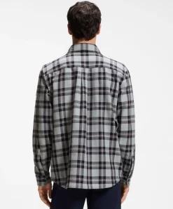 Heren overhemd lange mouw grijs