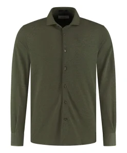 Heren overhemd lange mouw groen