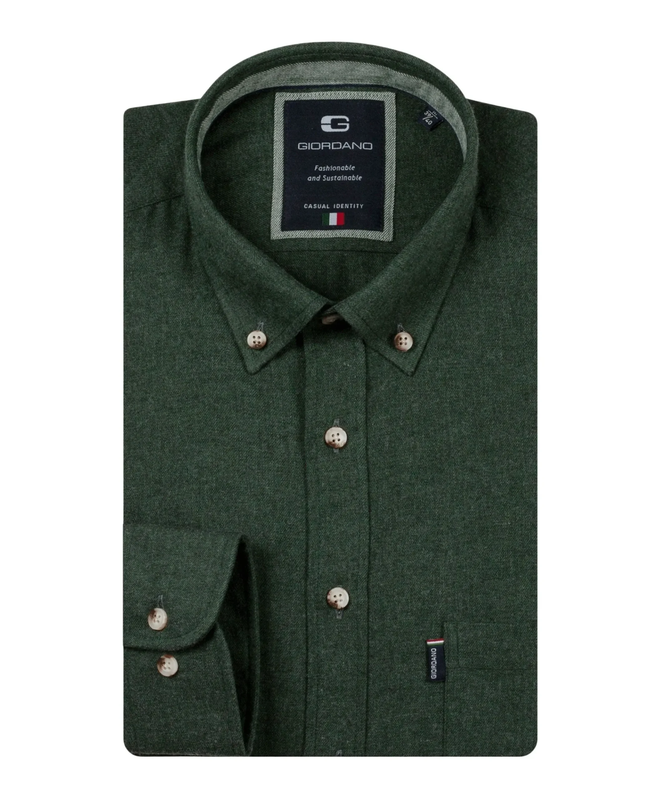 Heren overhemd lange mouw groen