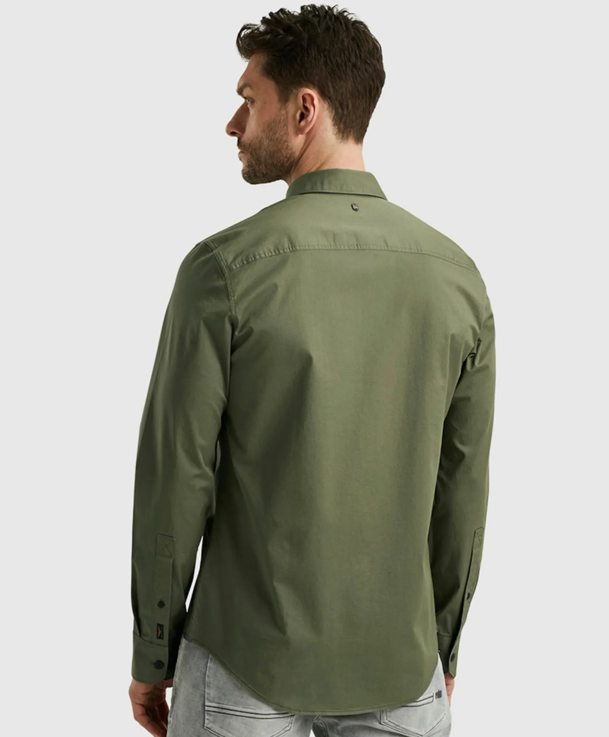 Heren overhemd lange mouw groen