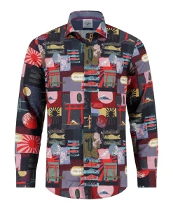 Heren overhemd lange mouw multicolor