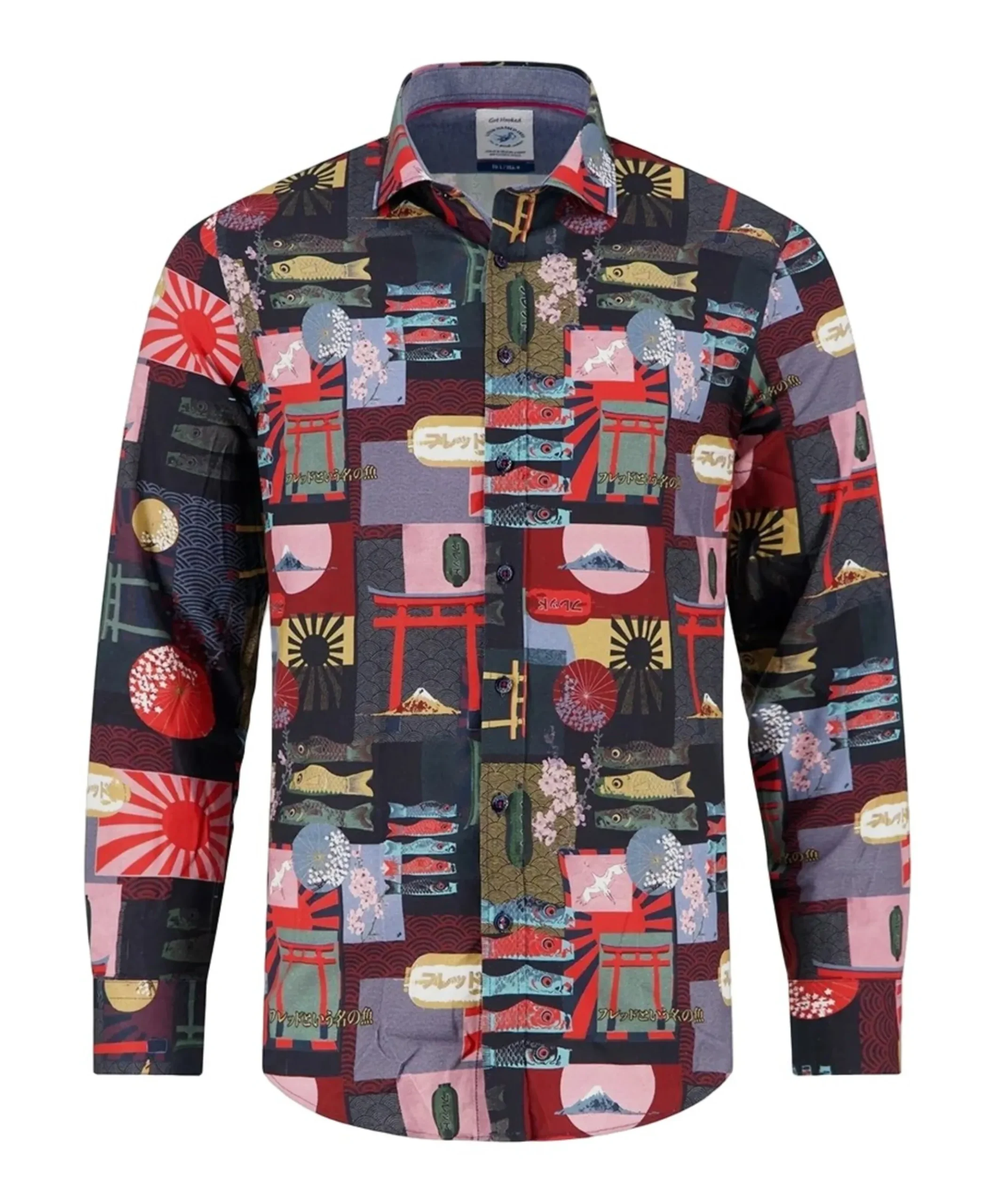 Heren overhemd lange mouw multicolor
