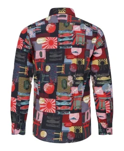 Heren overhemd lange mouw multicolor