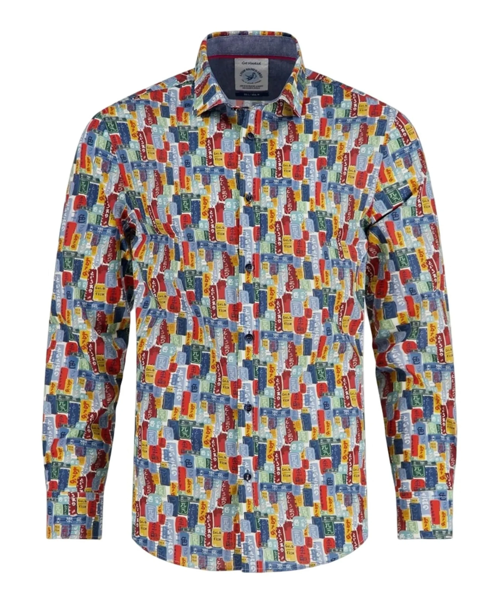 Heren overhemd lange mouw multicolor