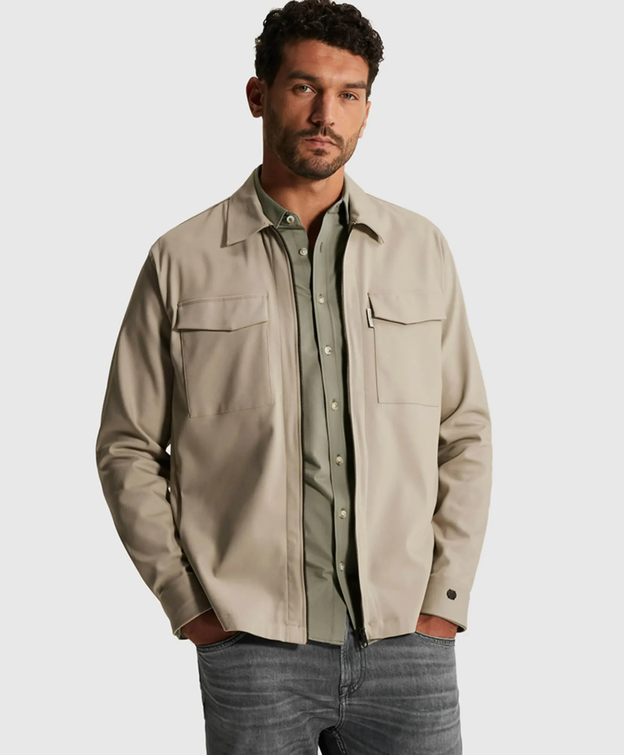 Heren overshirt beige