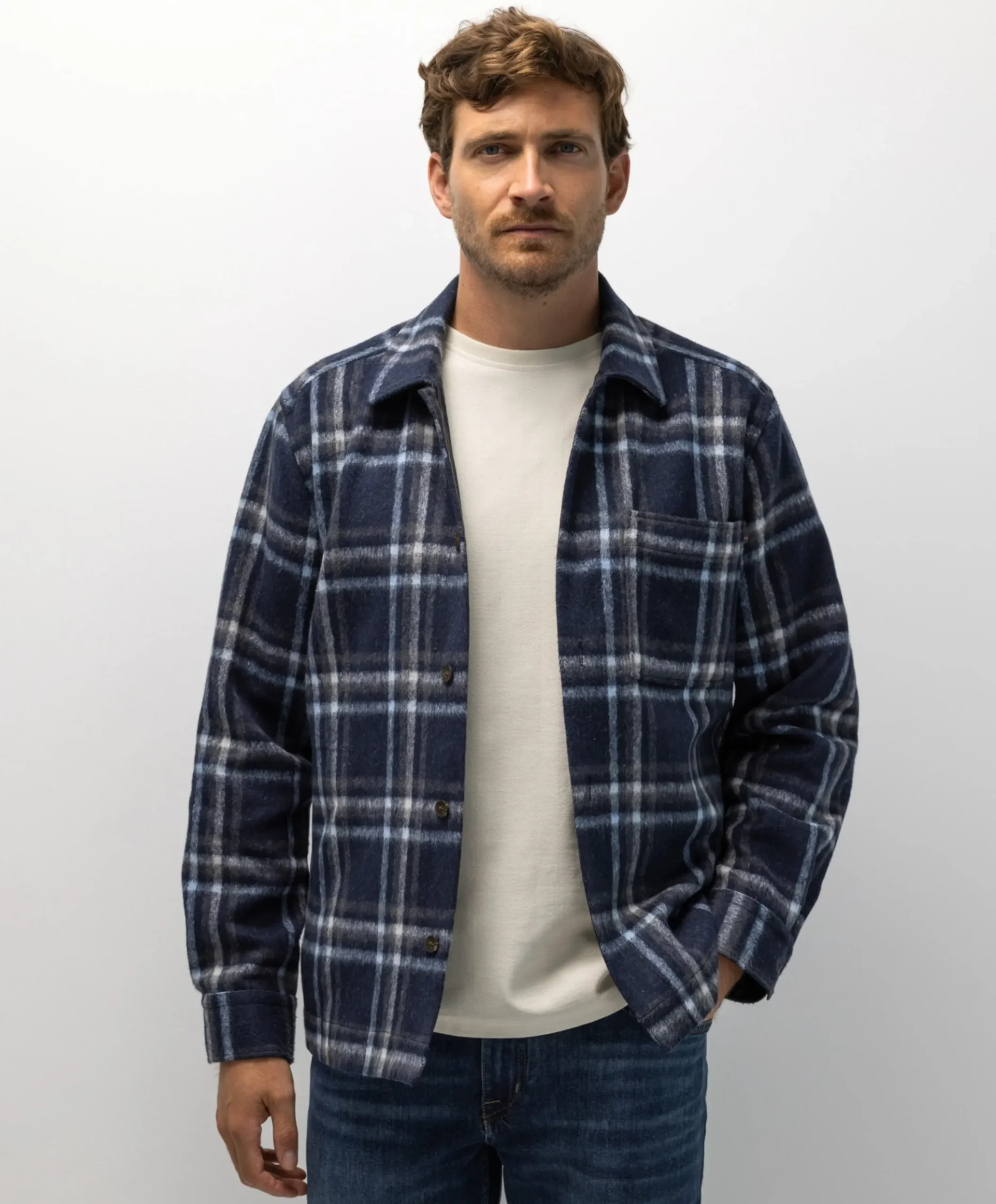 Heren overshirt blauw