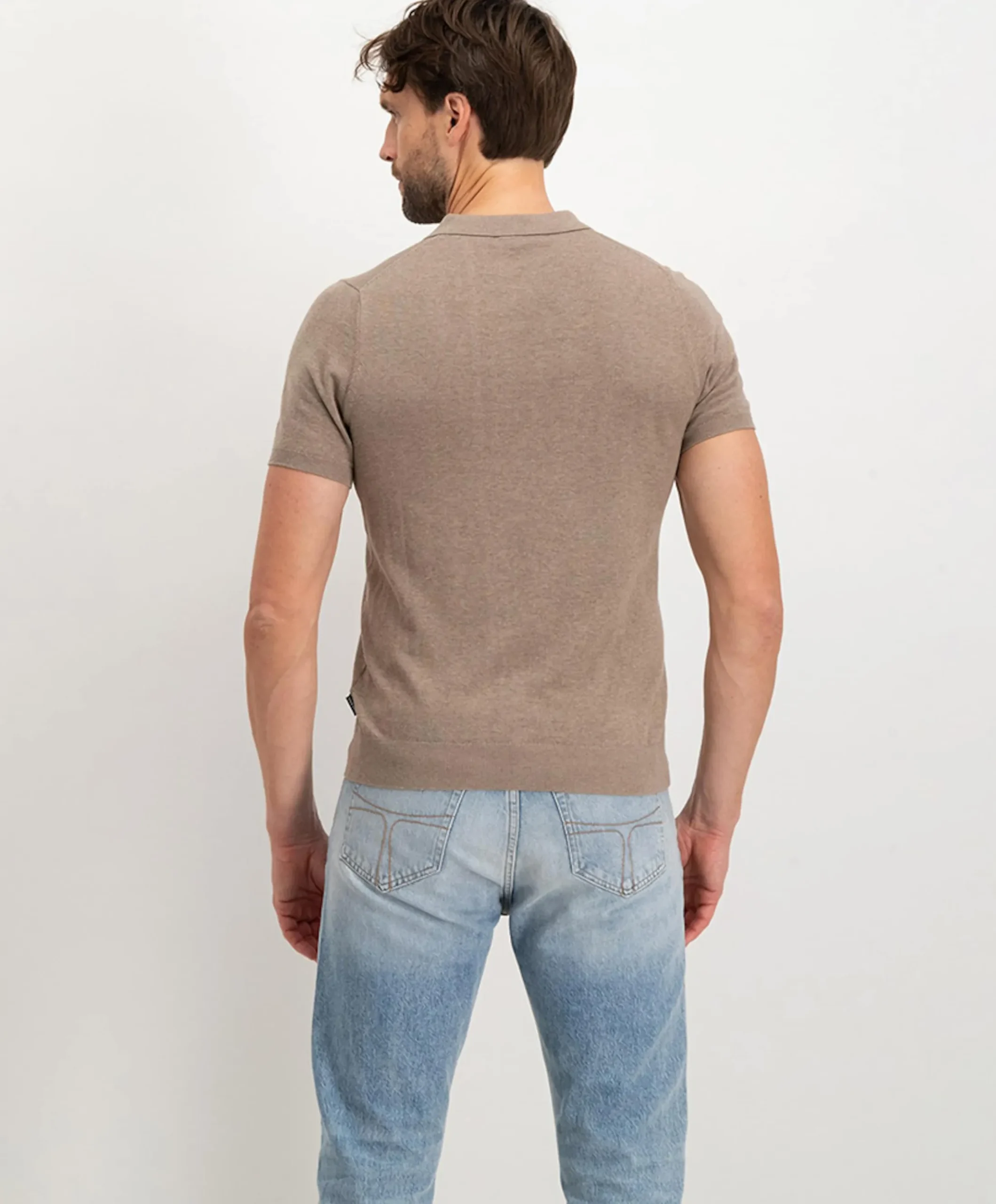 Heren polo beige