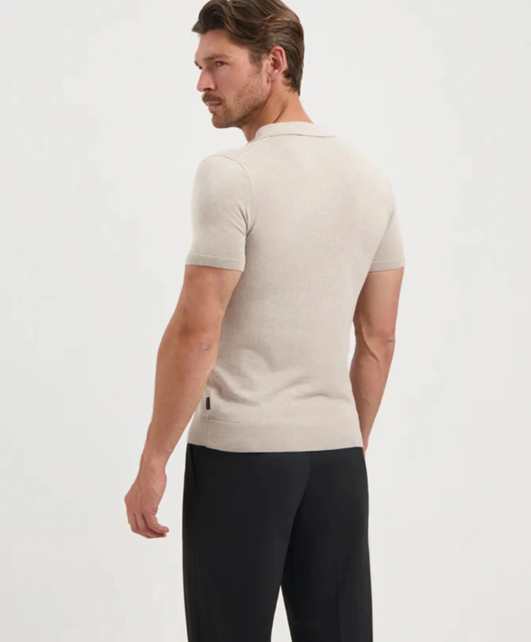 Heren polo beige