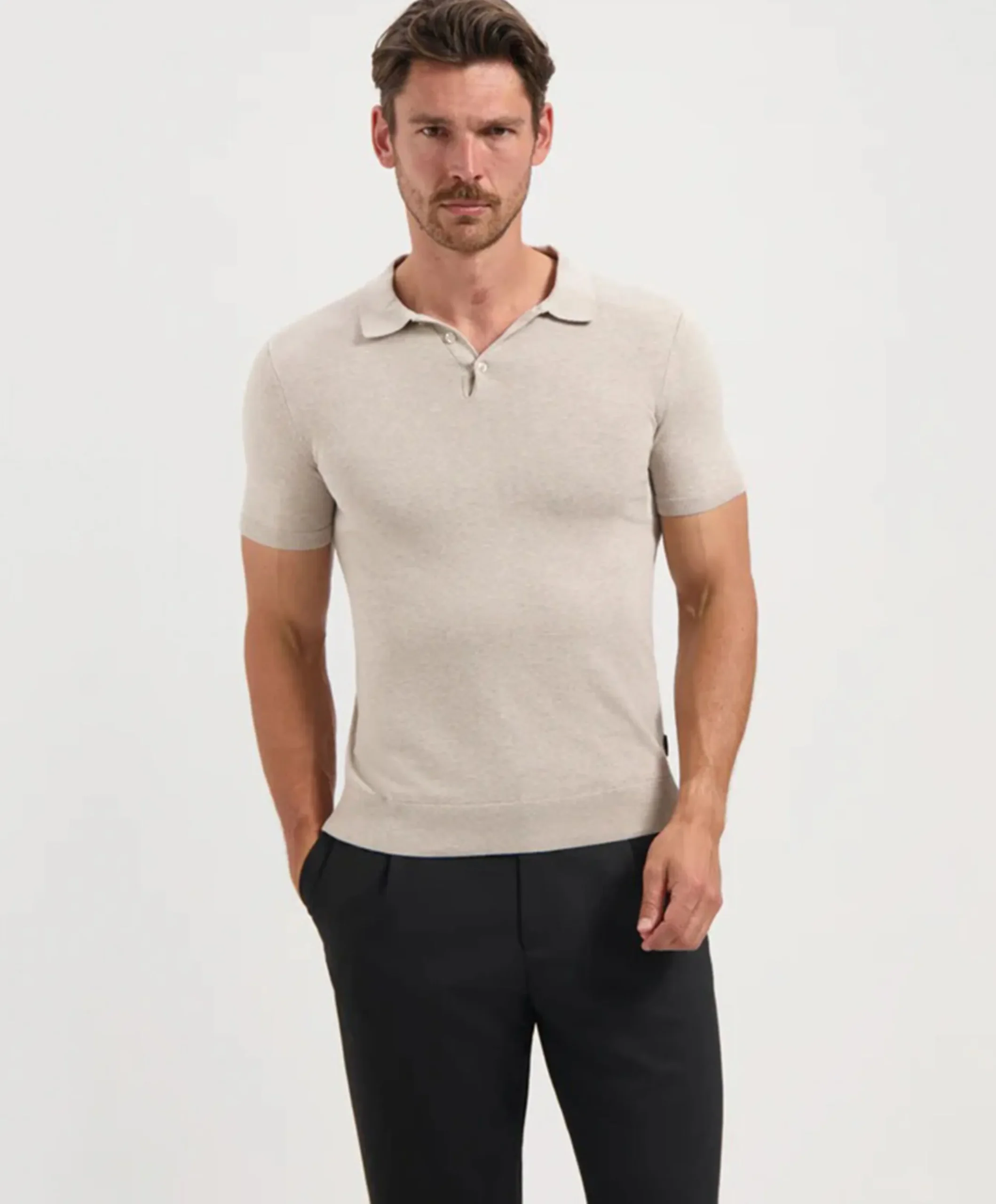 Heren polo beige