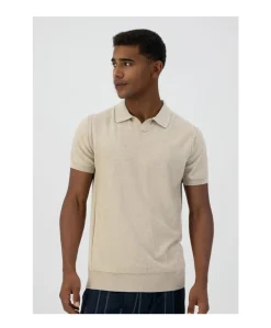 Heren polo beige