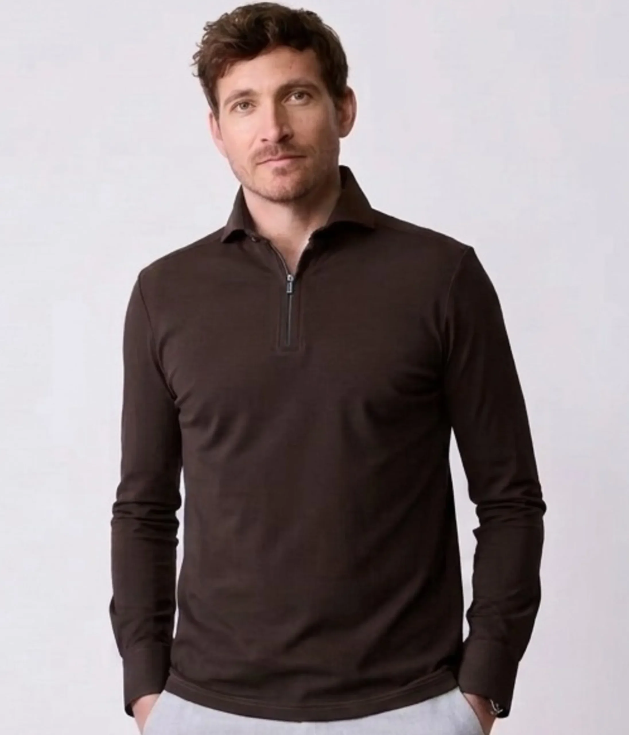 Heren polo bruin
