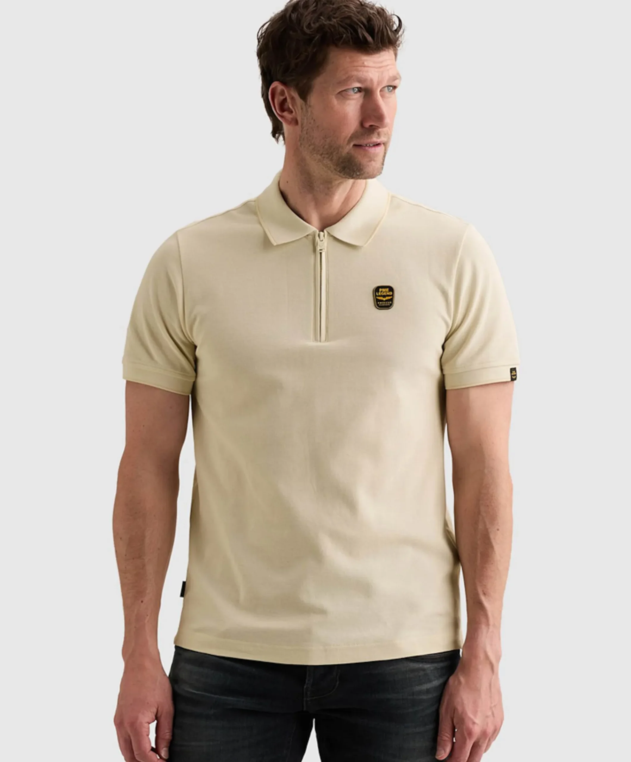 Heren polo ecru
