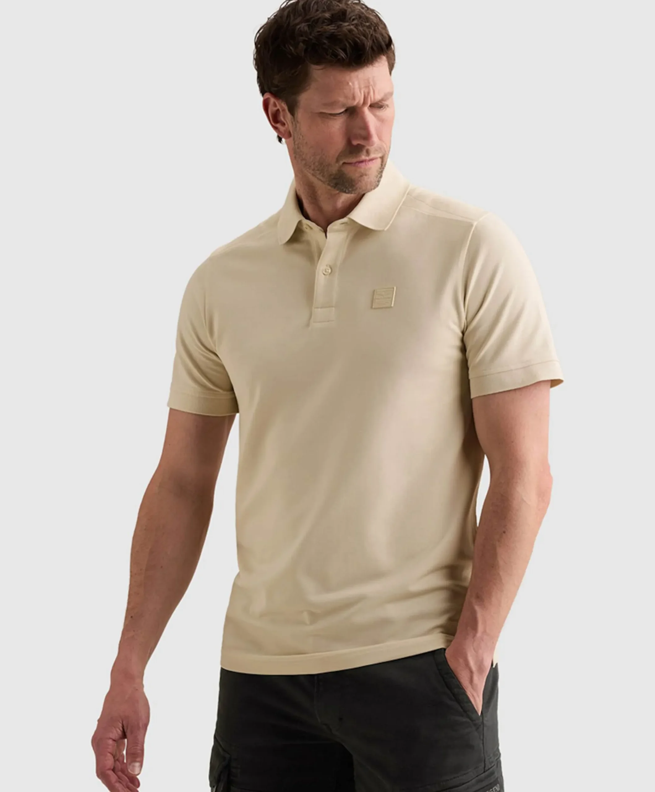 Heren polo ecru