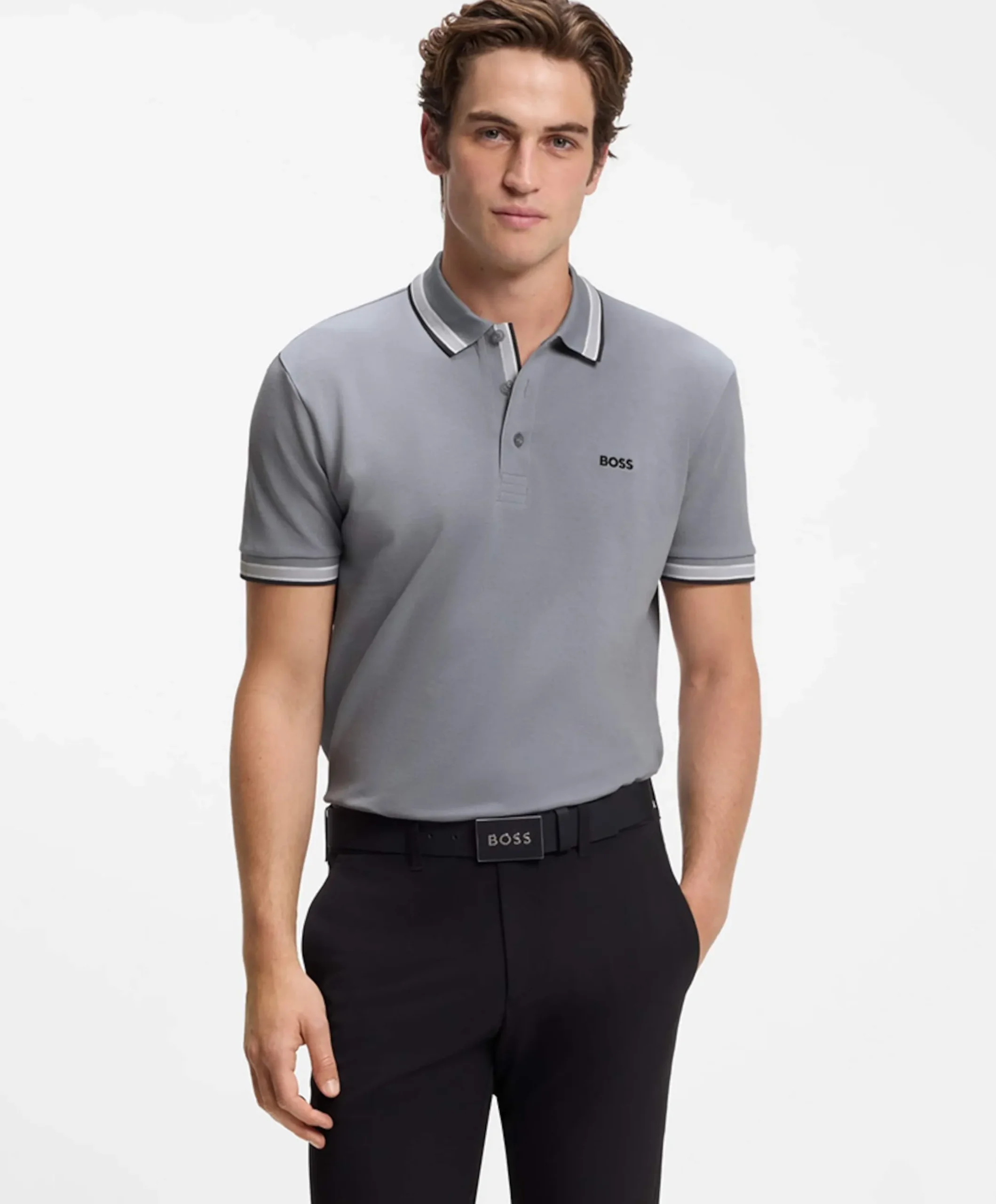 Heren polo grijs