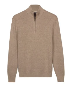 Heren trui met rits beige