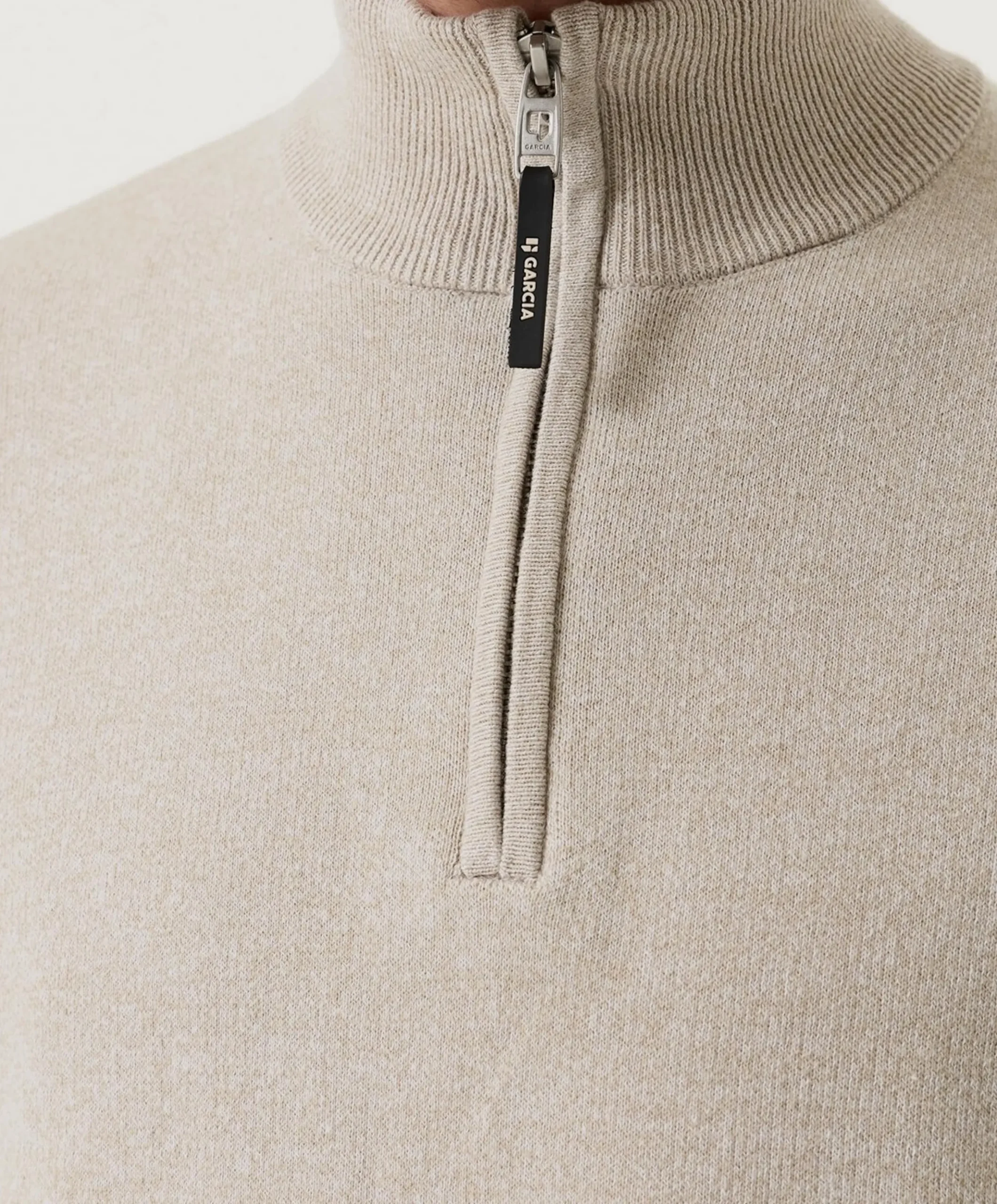 Heren trui met rits beige