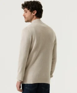 Heren trui met rits beige