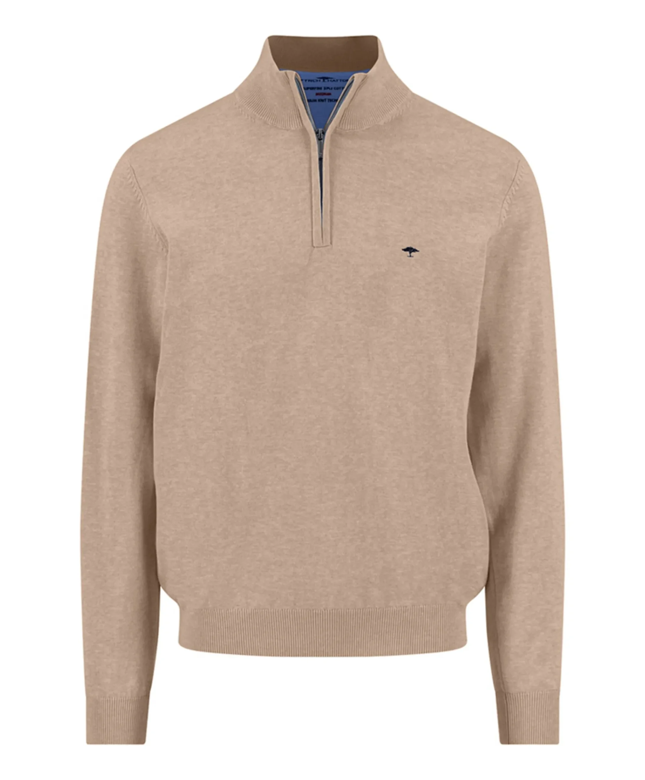 Heren trui met rits beige