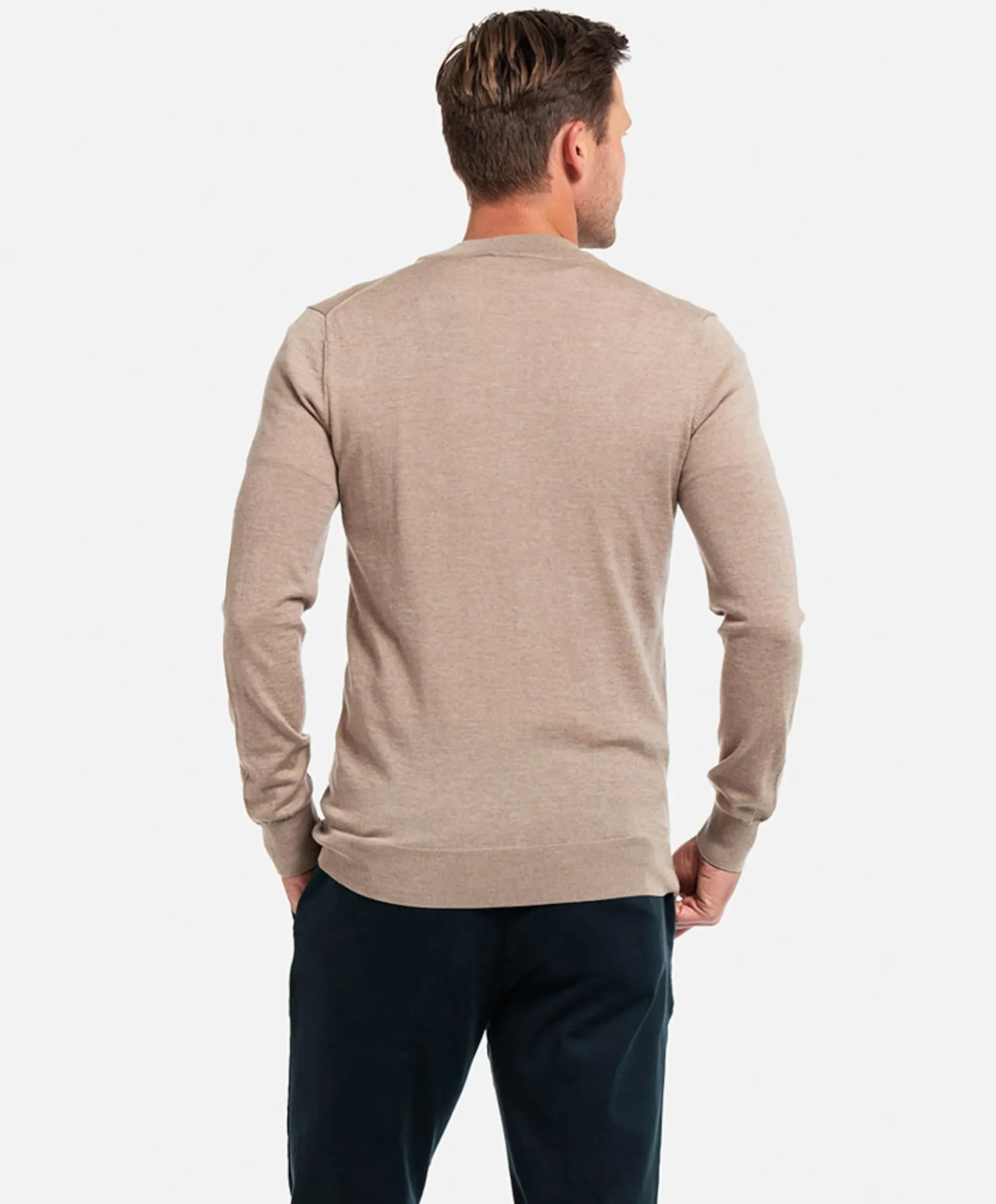 Heren trui met rits beige