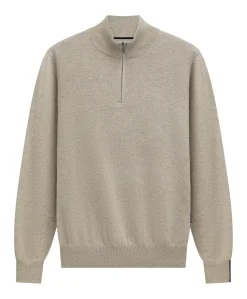 Heren trui met rits beige