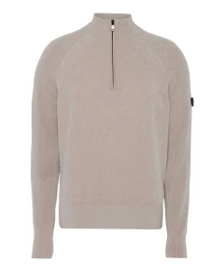 Heren trui met rits beige